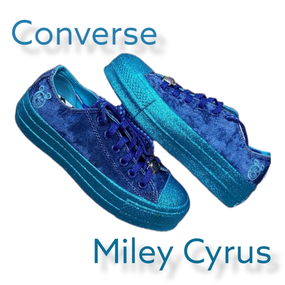 NWT Miley Cyrus x Converse Chuck Taylor Platform Ox - Blue Velvet - Sz 5.5 - Picture 3 of 13
